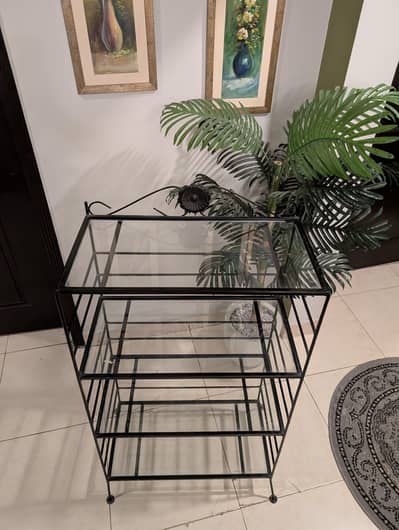 4-Tier Iron & Glass Display Rack