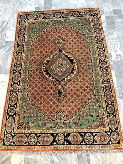 Handmade vintage  Irani Qaleen | Mahi Tabri Rug 8x5 ft Excellent Rug