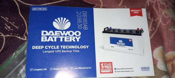 Daewoo battery 180 Watts 1 sal 5 mahine use hoi hai new li thi