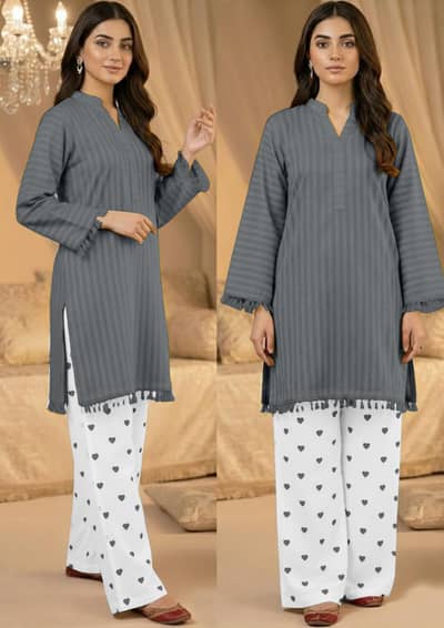 Heart Embroidered 2-Piece Suit