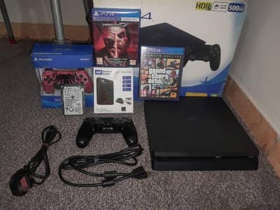 Ps4 Slim 500GB + 5000GB Extended Bravely used console
