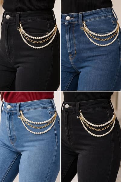 Beautiful silver golden pearl chains for her