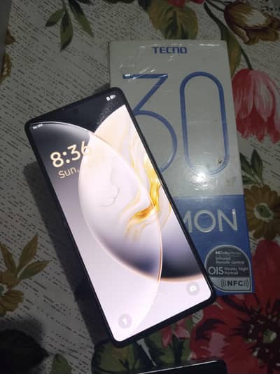 Tecno camon 30 12/256 complete box with 70W