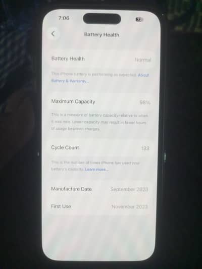 apple I phone 15 JV only kit 98 health 115000