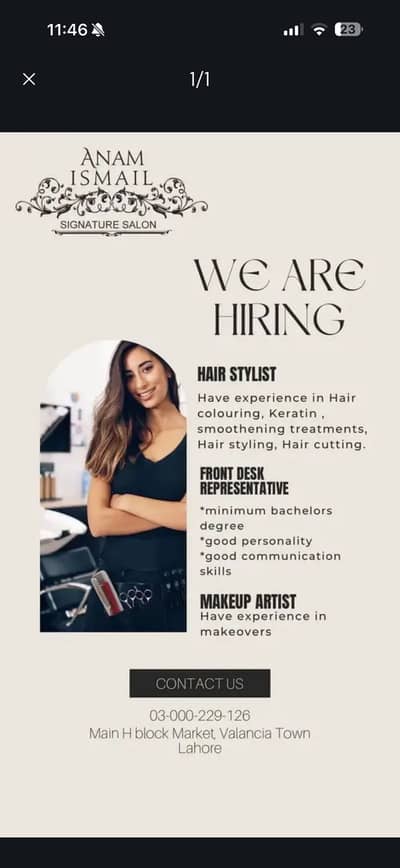 Female salon job| Hair stylist | Makeup artist