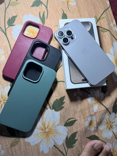 Iphone 15 pro max Non PTA With 3 Silicon Protective cases and One Glas