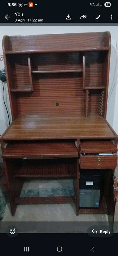 computer table and folding chiars