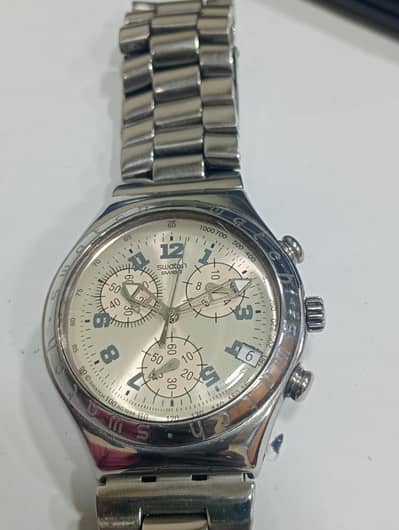 Swatch Swiss Chronograph watch for men 42 mm dial