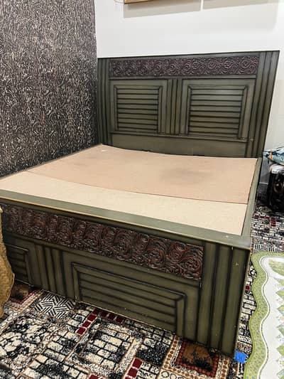 Carved Wooden Panel Headboard Bed