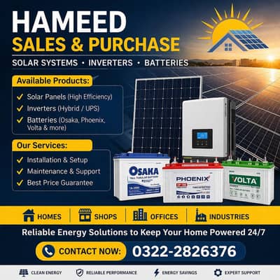 Solar Panel, Inverters & Batteries for Sale and purchase