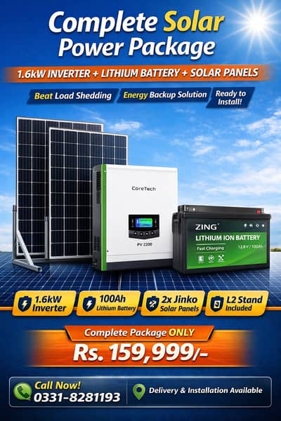 1.6kW Solar System with Lithium Battery – Ready to Install Package