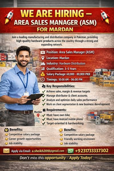 AREA SALES MANAGER (ASM) FOR MARDAN