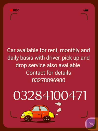 car available with driver monthly and daily bases