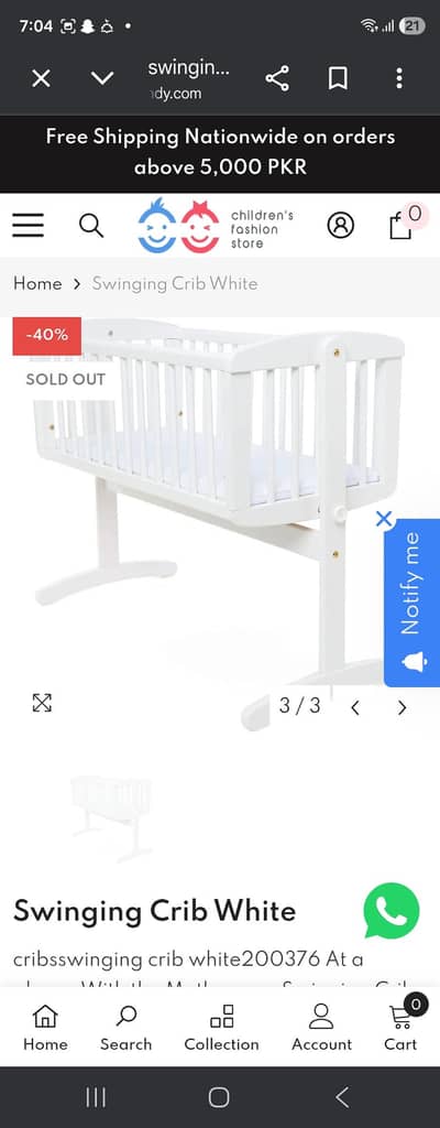 used mother care baby swing cot