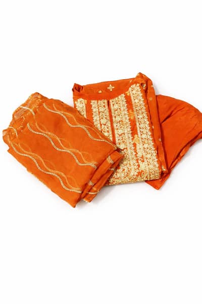 Pure Organza Dupatta with Pakistani Raw Silk Shirt & Trouser