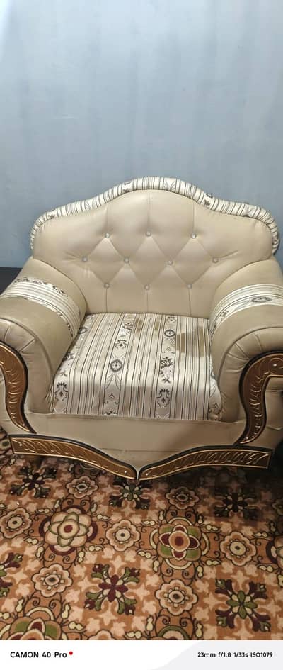 5-Seater Sofa Set (Leather + Fabric) – Excellent Condition