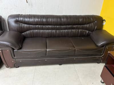 6 seater sofa set made with leather,