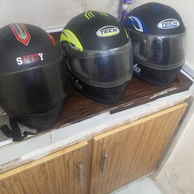Three 10x10 helmets are for sale