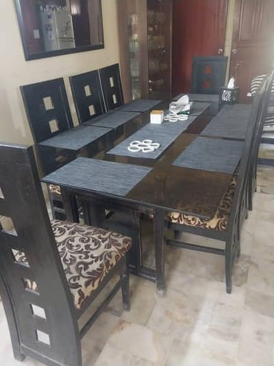 8 Person Dining Set - Glass Table