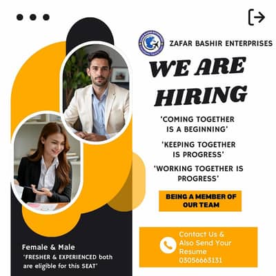Male and Female office Jobs