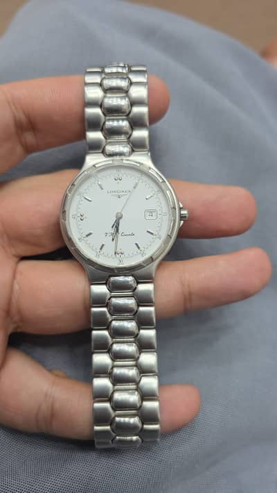 Longines Conquest White Gold Quartz Watch 95% Condition – Luxury Orig