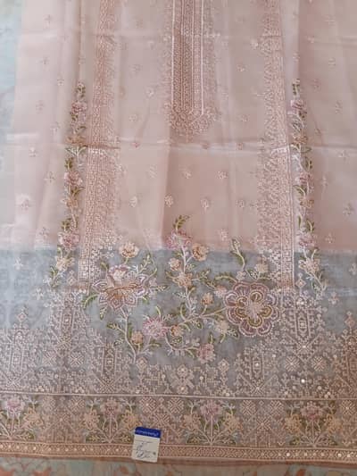 premium tissue embroidered dress unstitch