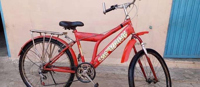 Smart King Red Bicycle – Strong Frame | Carrier | Good Condition.