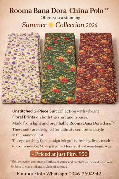 Rooma Bana Dora China Polo™ Summer Lawn 2-Piece Suit – Floral Prints