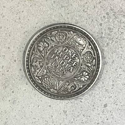 1918 George V pure Silver (chandi) One Rupee Coin