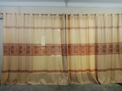 Heavy Premium Curtains Set – Golden Floral Design – Like New