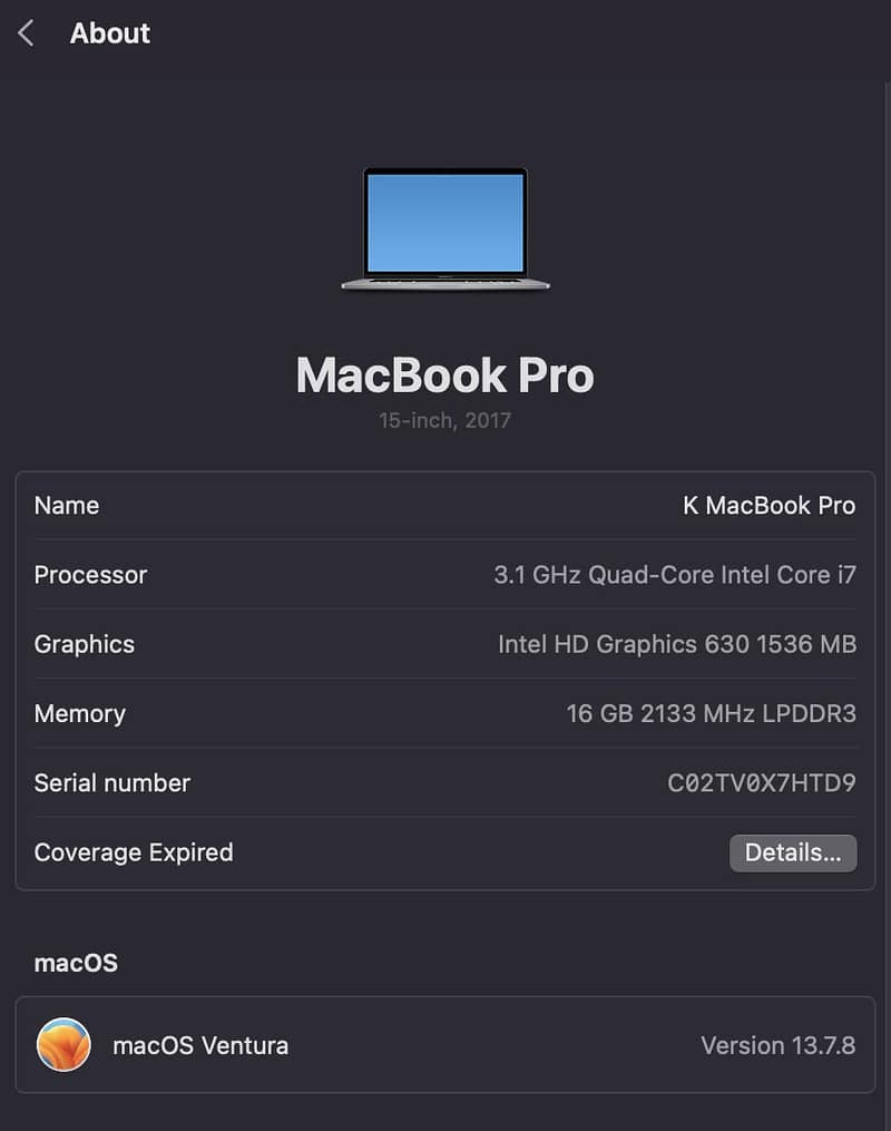 MacBook Pro 2017 4
