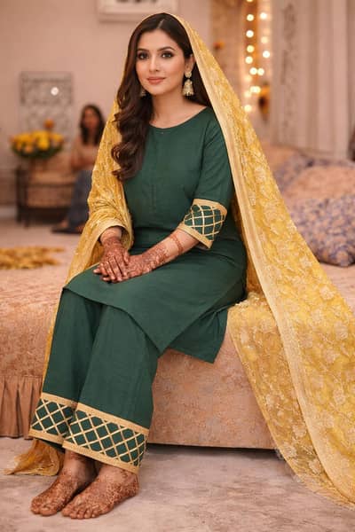 Green Mehndi Outfit – Stylish Preloved Suit
