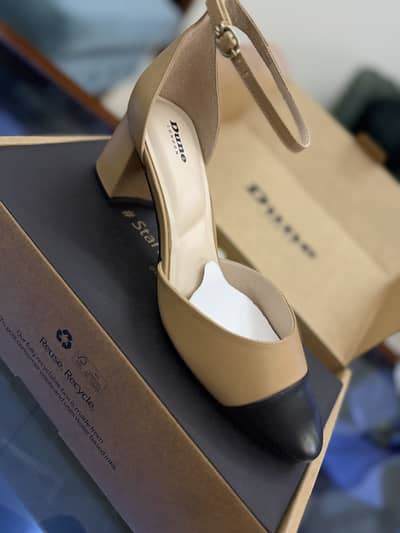 DUNE LONDON CARELESS - CAMEL Leather Block Heel Ankle Strap Courts