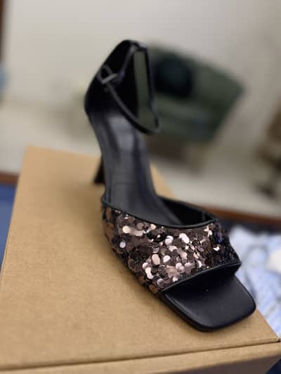 NEXT Black Standard Fit Forever Comfort® Square Toe Sequin Sandals
