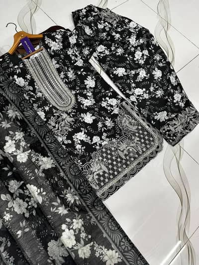 3pcs women's stitched lawn printed suit