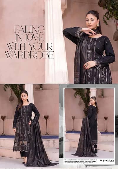 3pcs women's lawn suit for bridal & festive wear