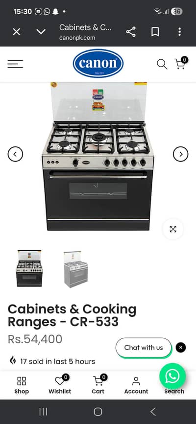 cannon cooking range with oven