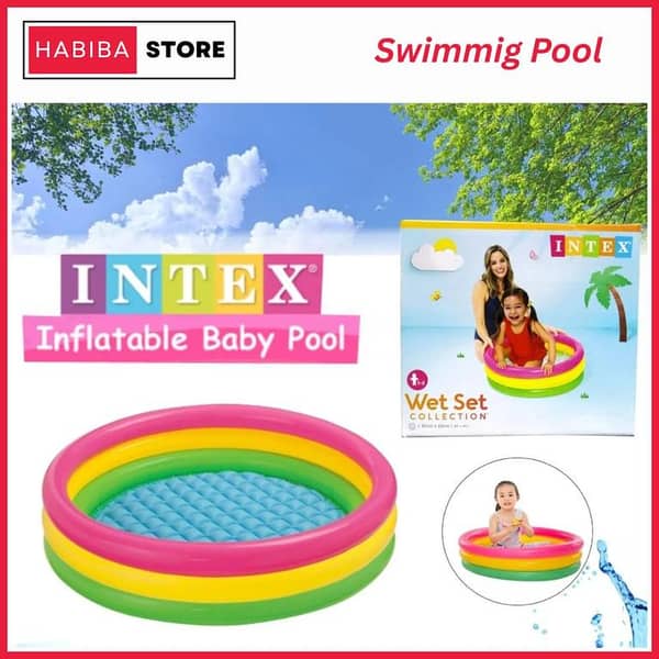 Intex Inflatable Swimming Pool for Kids | Family Garden Pool | Durable PVC Outdoor Water Pool for Children Boys Girls | Summer Bath Tub Pool - Habiba Store (Lahore)