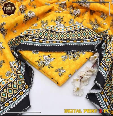 2 pcs Women's Unstitched Cotton Printed suit