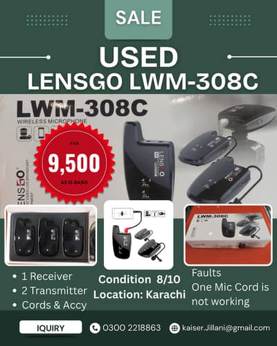 USED LENSGO LWM-308C Plus Dual Wireless Microphone System
