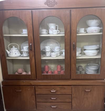 Beautiful wooden crockery showcase