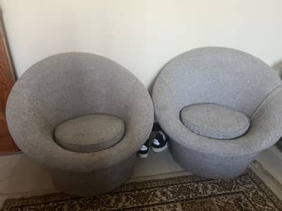 Pair of Single Sofas - Grey Colour - Mint Condition