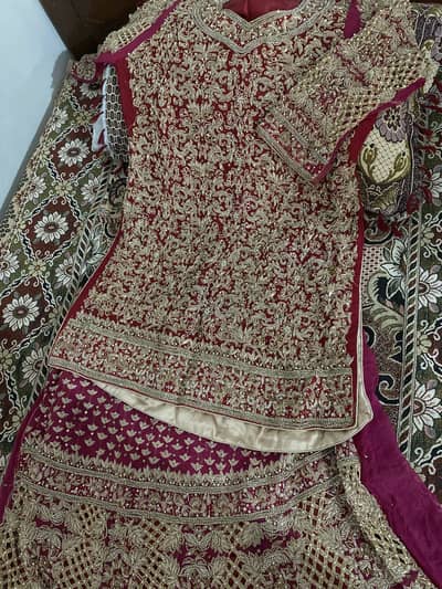 1 time used bridal lehnga heavy kundan kaam