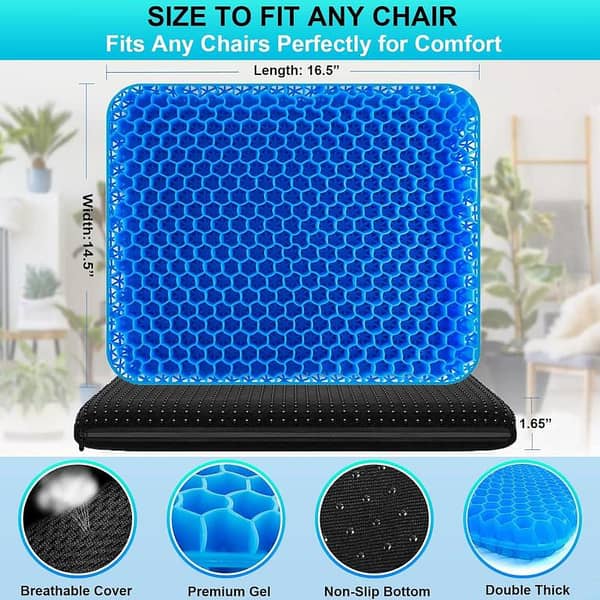Double Thick Egg Seat Cushion for Back and Sciatica Pain | Office Chair and Car Seat Cushion with Honeycomb Breathable Design