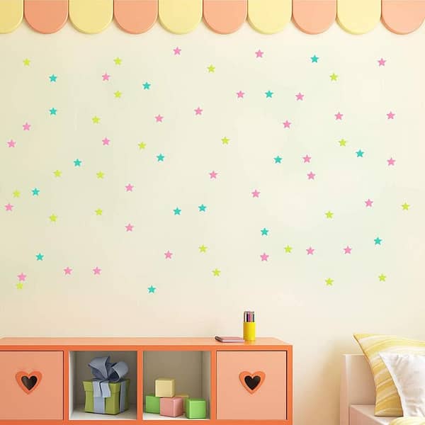 100 Pcs Colorful Glow-in-the-Dark Star Wall Stickers for Home and Kids’ Rooms