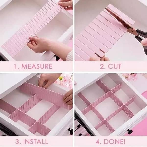 Drawer Dividers with Adjustable Louvers for Kitchen, Bathroom, Bedroom, Walk-In Closet, and Storage