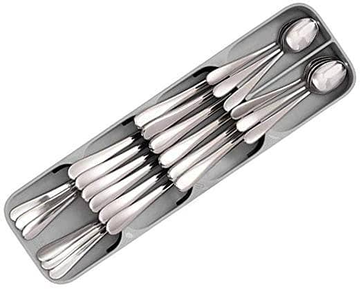 Drawer Tray: Cutlery Organizer with Icon Labels and Stackable Compartments