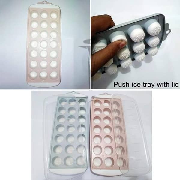Ice Cube Tray with Lids, 21-Cube Small Ice Mold for Drinks, Durable and Dishwasher Safe