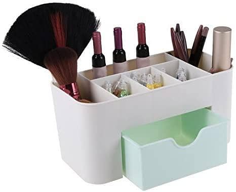 Creative Desktop 6-Compartment Cosmetic Organizer with Drawer (PP) – 7 Sections, Wall-Mounted Option