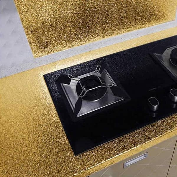 Pack of 2: 40 cm x 2 m Self-Adhesive Aluminum Kitchen Sticker - Oil Proof, Waterproof Stovetop Backsplash (Goldenk)
